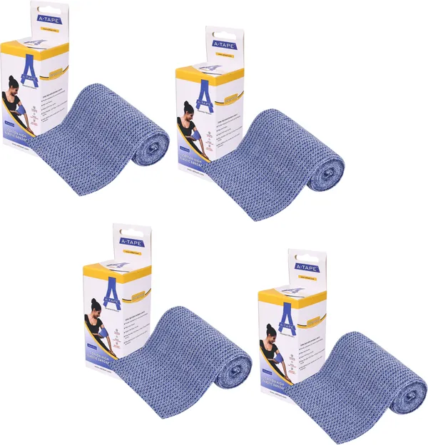 A-TAPE_Cotton_High_Elastic_Bandage_Wrap_(2_Extra_Clips|4_Inch_x_5_Feet)4_Pack_Crepe_Bandage