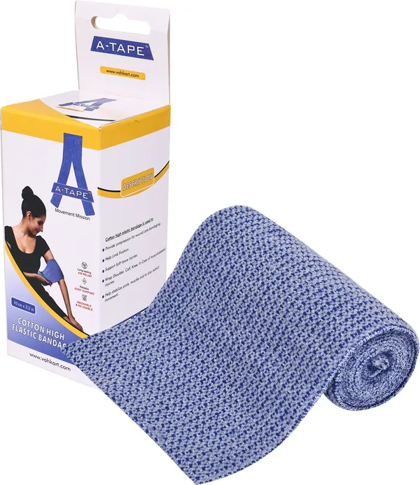 A-TAPE_Cotton_High_Elastic_Bandage_Wrap_(2_Extra_Clips|4_Inch_x_5_Feet)4_Pack_Crepe_Bandage