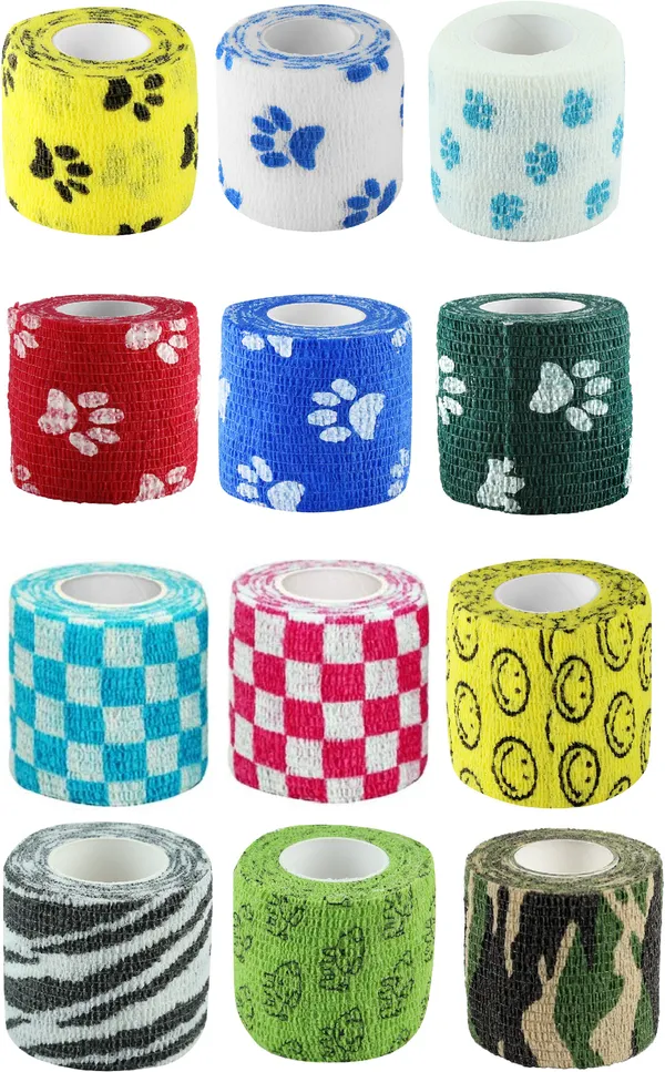 A-TAPE_Breathable_Cohesive_Bandage_for_Humans_&_Pets_(5_cm*4.5_mtr)_Pack_Of_12,Printed_Crepe_Bandage