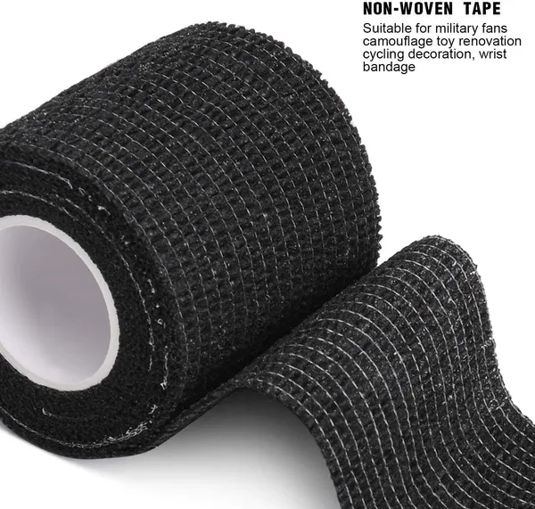 A-TAPE_Self_Adhesive_Cohesive_Bandage_(7.5cm*4.5m|Pack_of_12,_Black)_Crepe_Bandage
