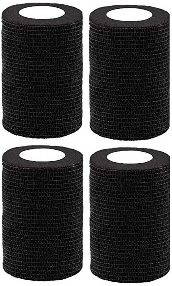 A-TAPE_Self_Adhesive_Cohesive_Bandage_(7.5cm*4.5m|Pack_of_4,_Black)_Crepe_Bandage