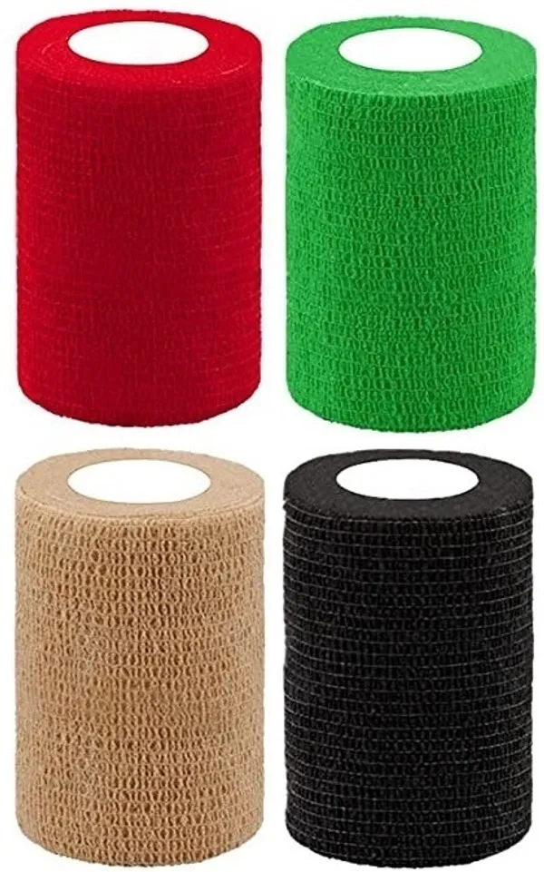 A-TAPE_Self_Adhesive_Cohesive_Bandage_(7.5cm*4.5m|Pack_of_4,_Red,_Green,_Beige_&_Black)_Crepe_Bandage