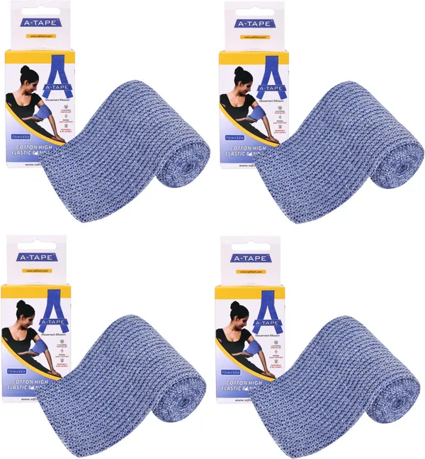 A-TAPE_Cotton_High_Elastic_Bandage_Wrap_(2_Extra_Clips|3_Inch_x_5_Feet)_4_Pack_Crepe_Bandage
