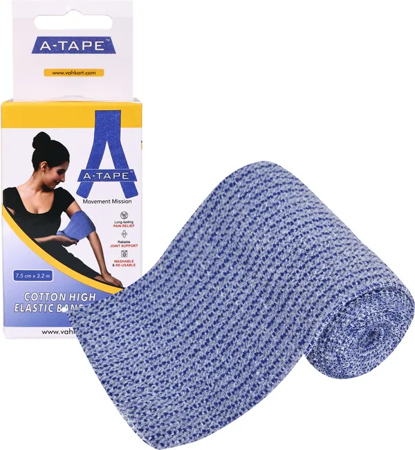 A-TAPE_Cotton_High_Elastic_Bandage_Wrap_(2_Extra_Clips|3_Inch_x_5_Feet)_4_Pack_Crepe_Bandage