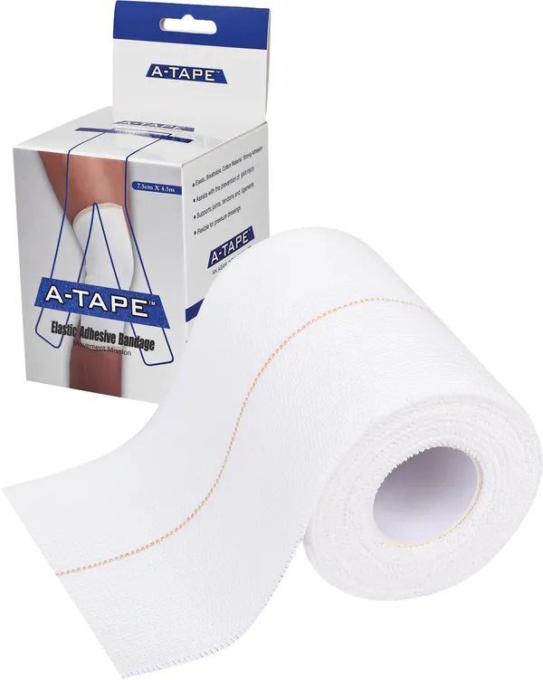 A-TAPE_Cotton_High_Elastic_Adhesive_Bandage_(7.5cm_X_4.5m_|_Pack_of_2)_for_Compression_Crepe_Bandage_(7.5_cm)