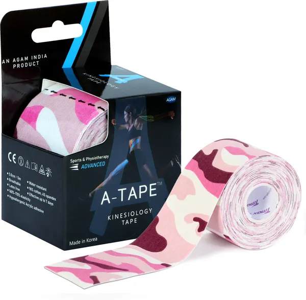 A-TAPE_Made_in_Korea_Kinesiology_Tape_for_Sports_Injury_Pain_Relief(5cm*5_m,_Pink_Camo)_Kinesiology_Tape