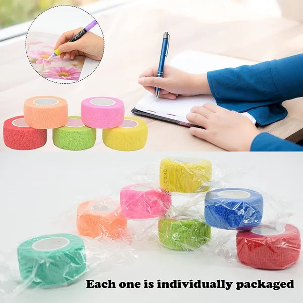A-TAPE_Self_Adhesive_Cohesive_Bandage_(2.5cm*4.5m|Pack_of_4_Blue_Check,_Paw_Printers_Crepe_Bandage