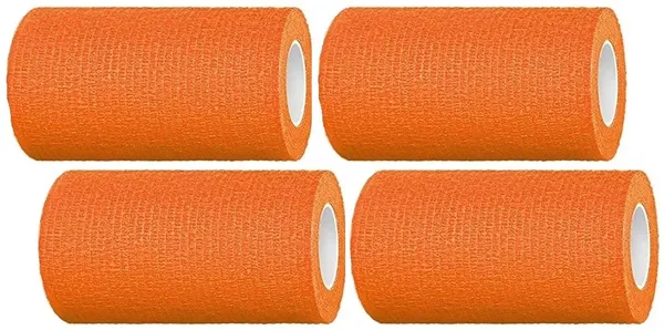 MuscleFix_Self_Adhesive_Cohesive_Crepe_Bandage_(10_cm_X_4.5_mtr-_Pack_of_4)_Orange_Crepe_Bandage_(10_cm)