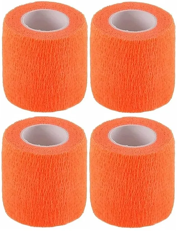 MuscleFix_Self_Adhesive_Cohesive_Crepe_Bandage_(5_cm_X_4.5_mtr-_Pack_of_4)_Orange_Crepe_Bandage_(5_cm)
