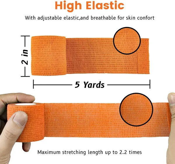 MuscleFix_Self_Adhesive_Cohesive_Crepe_Bandage_(5_cm_X_4.5_mtr-_Pack_of_4)_Orange_Crepe_Bandage_(5_cm)