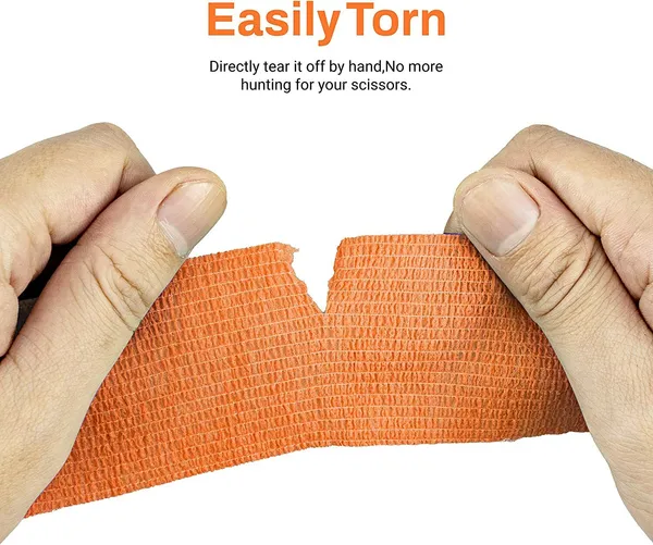 MuscleFix_Self_Adhesive_Cohesive_Crepe_Bandage_(5_cm_X_4.5_mtr-_Pack_of_4)_Orange_Crepe_Bandage_(5_cm)