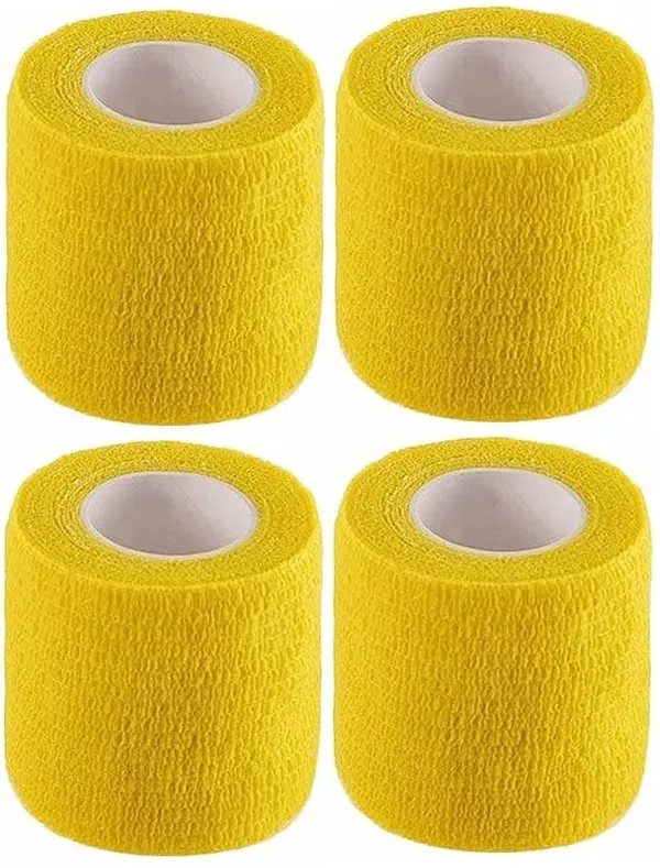 MuscleFix_Self_Adhesive_Cohesive_Crepe_Bandage_(5_cm_X_4.5_mtr-_Pack_of_4)_Yellow_Crepe_Bandage_(5_cm)