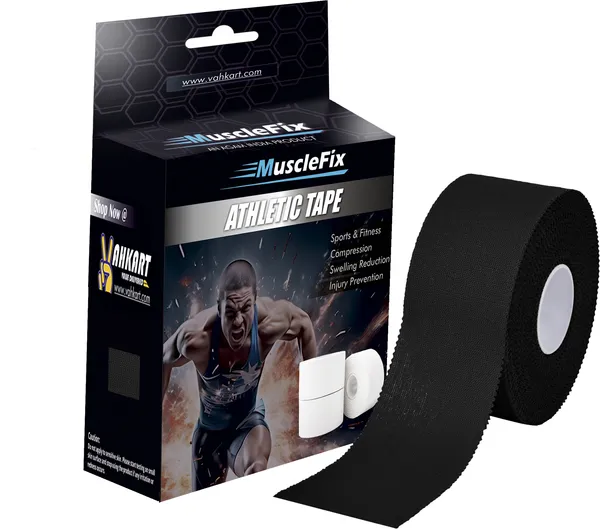 MuscleFix_Athletic_Tape_for_Ankle,_Wrist_&_Joint_Protection_(2.5_cm_*_13.7_m,_Black)_Knee_Support