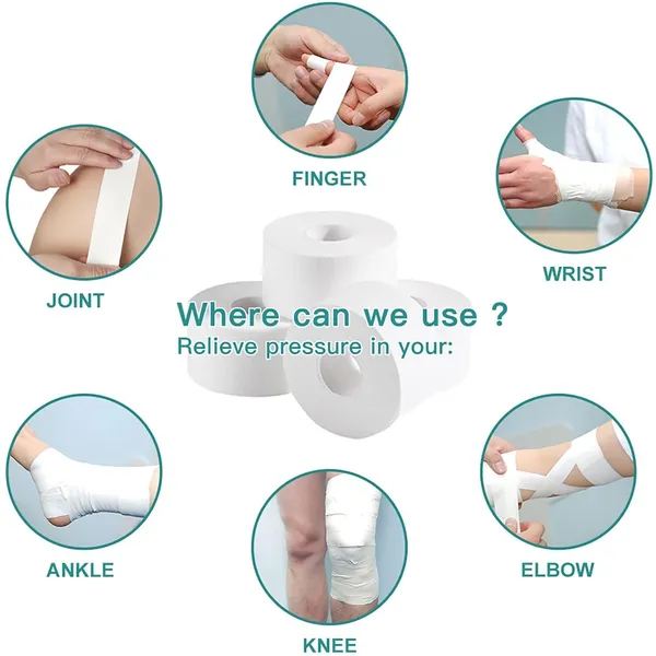 MuscleFix_Athletic_Tape_for_Ankle,_Wrist_&_Joint_Protection_(2.5_cm_*_13.7_m,_Red)_Knee_Support