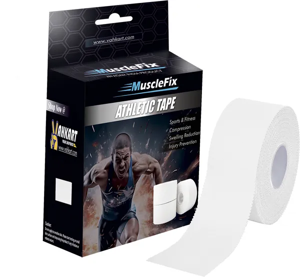 MuscleFix_Athletic_Tape_for_Ankle,_Wrist_&_Joint_Protection_(2.5_cm_*_13.7_m,_White)_Knee_Support