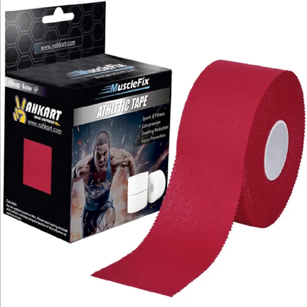 MuscleFix_Athletic_Tape_for_Ankle,_Wrist_&_Joint_Protection_(5_cm_*_13.7_m,_Red)_Knee_Support