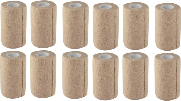 MuscleFix_Cohesive_Crepe_Bandage_for_Humans_&_Pets_(10_cm_*_4.5_mtr/_Pack_Of_12)_Beige_Crepe_Bandage_(10_cm)