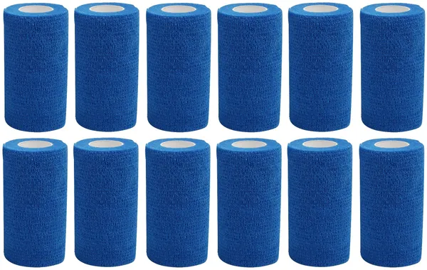 MuscleFix_Cohesive_Crepe_Bandage_for_Humans_&_Pets_(10_cm_*_4.5_mtr/_Pack_Of_12)_Blue_Crepe_Bandage_(10_cm)
