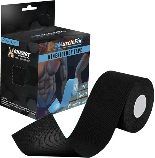 MuscleFix_Athletic_Sports_Kinesiology_Tape,_for_Muscle_Recovery_&_Support_(5cm*5m_|_Black)_Kinesiology_Tape