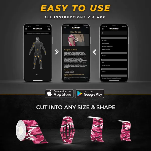 MuscleFix_Athletic_Sports_Kinesiology_Tape_for_Muscle_Recovery_&_Support(5cm*5m|Pinkcamo)_Kinesiology_Tape