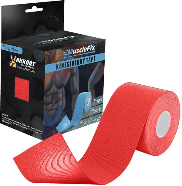 MuscleFix_Athletic_Sports_Kinesiology_Tape,_for_Muscle_Recovery_&_Support_(5cm*5m_|_Red)_Kinesiology_Tape