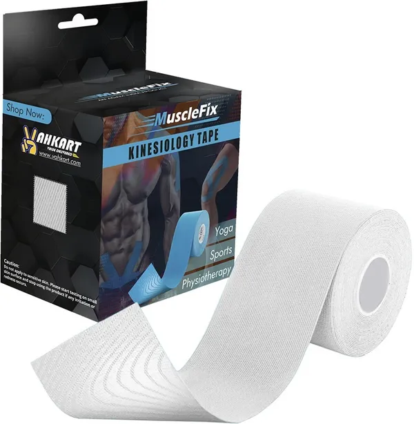 MuscleFix_Athletic_Sports_Kinesiology_Tape,_for_Muscle_Recovery_&_Support_(5cm*5m_|_White)_Kinesiology_Tape