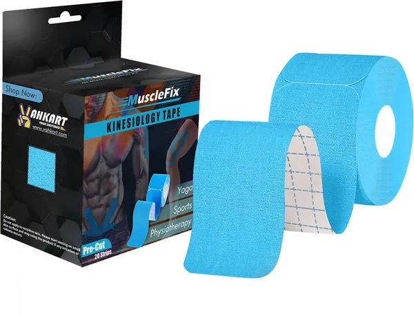 MuscleFix_Precut_Kinesiology_Sports_Tape,_for_Pain_Relief_and_Support_(5cm*5_m_|Blue)_Kinesiology_Tape