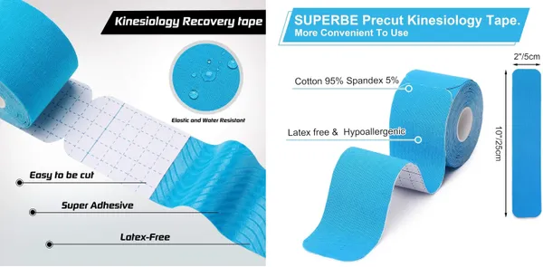 MuscleFix_Precut_Kinesiology_Sports_Tape,_for_Pain_Relief_and_Support_(5cm*5_m_|Green)_Kinesiology_Tape