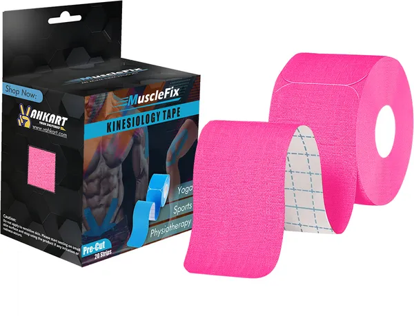MuscleFix_Precut_Kinesiology_Sports_Tape,_for_Pain_Relief_and_Support_(5cm*5_m_|Pink)_Kinesiology_Tape