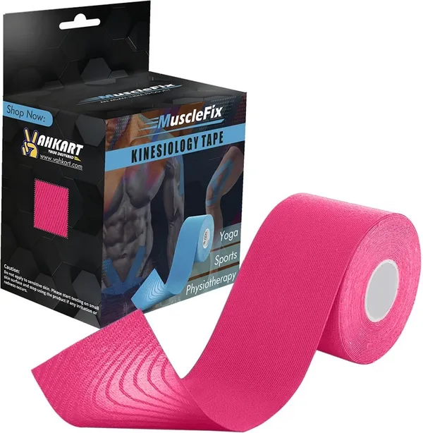 MuscleFix_Athletic_Sports_Kinesiology_Tape,_for_Muscle_Recovery_&_Support_(5cm*5m_|_Pink)_Kinesiology_Tape