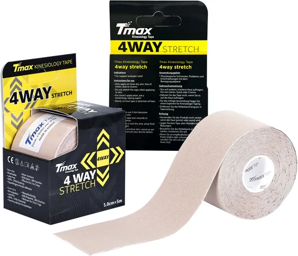 A-TAPE_Tmax_Kinesiology_Tape_|_Physio_Tape_4_Way_Stretch_Sports_Tape_(5_m_*_5_cm)_Beige_Kinesiology_Tape_(Beige)