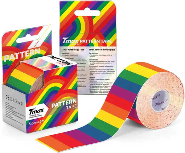 tmax_Kinesiology_Tape_|Athletic_Sports_Tape_(5_m_*_5_cm)_Rainbow_Pattern_Kinesiology_Tape