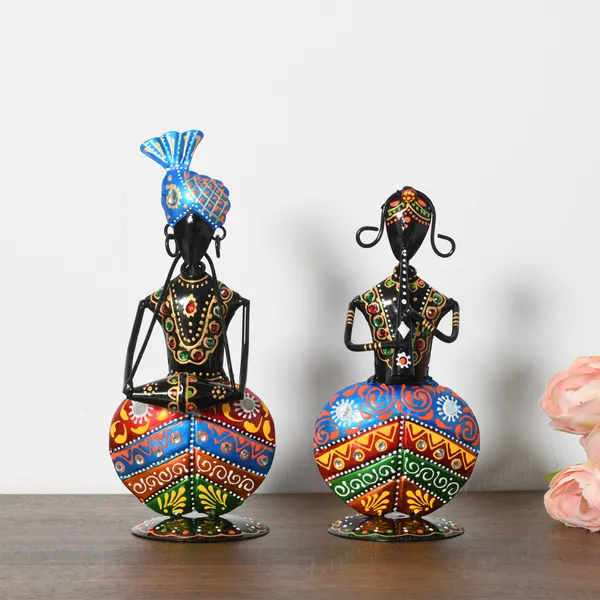 Set_of_2_Metal_Handcrafted_Decorative_Tribal_Musician_Figurines_Table_Decor_Room_|_Bedroom_|_Drawing_Room_|_Home_dcor_|_Multicolor_Statue