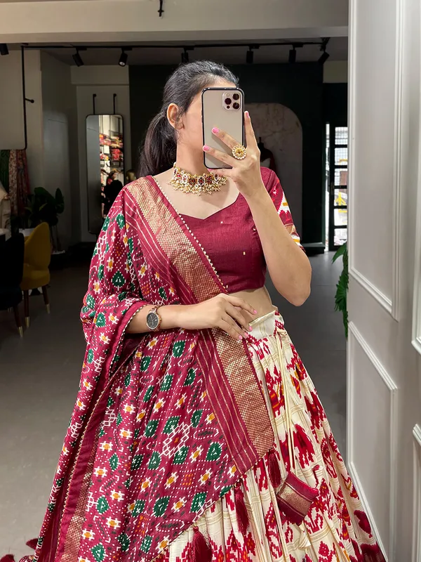White_Dola_Silk_Patola_Print_Traditional_Lehenga_Choli