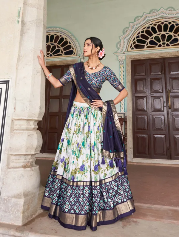 Blue_Patola_Print_Traditional_Lehenga_Choli_(Flower_N.Blue)