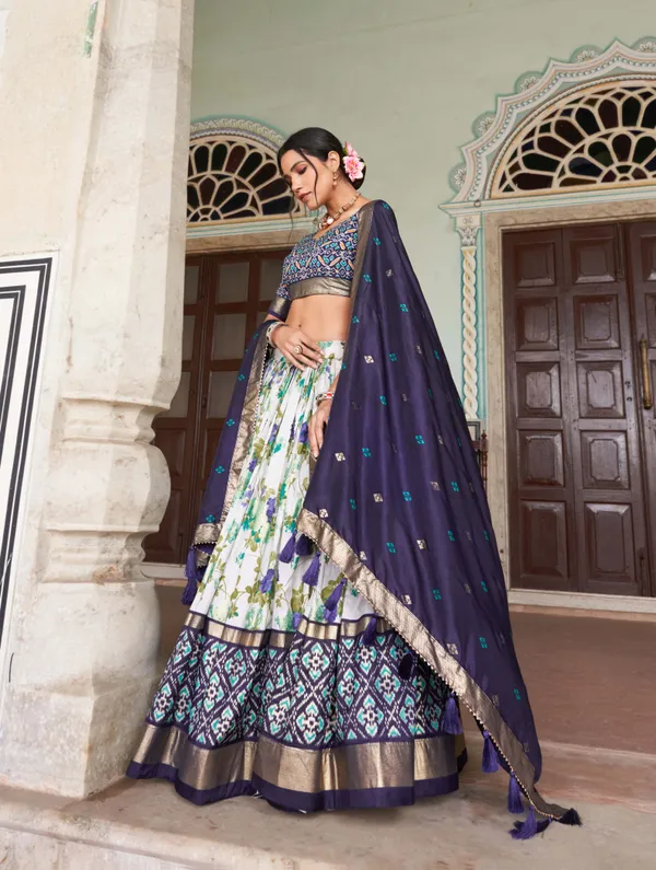 Blue_Patola_Print_Traditional_Lehenga_Choli_(Flower_N.Blue)