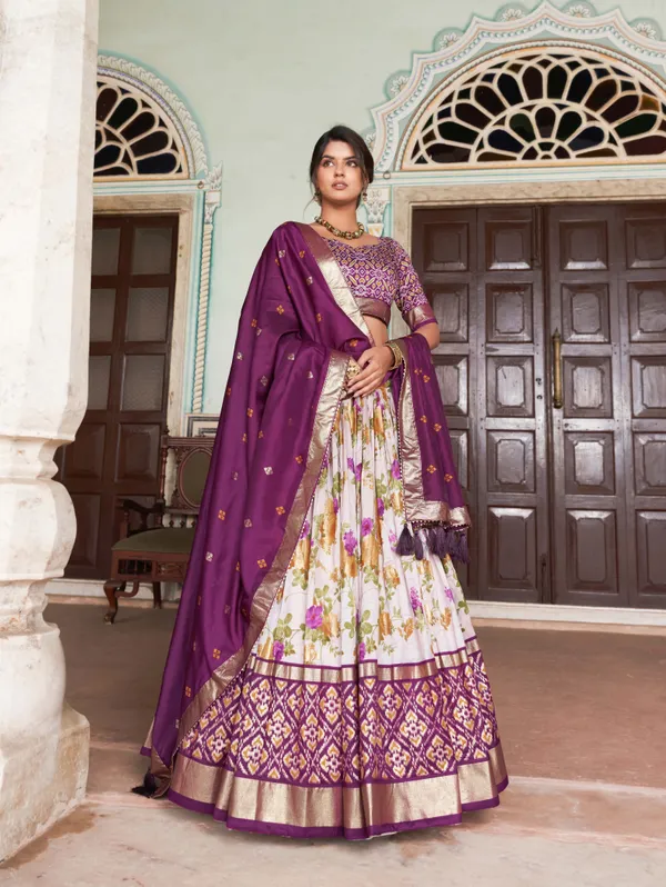 Wine_Patola_Print_Traditional_Lehenga_Choli_(Flower_Wine)