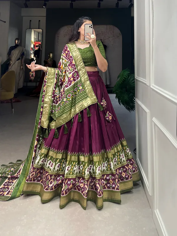 Wine_Dola_Silk_Patola_Print_Traditional_Lehenga_Choli