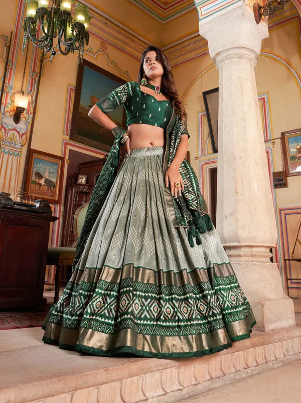 GREEN_COLOR_SILK_LEHENGA_CHOLI_WITH_PATOLA_PRINT_DUPATTA