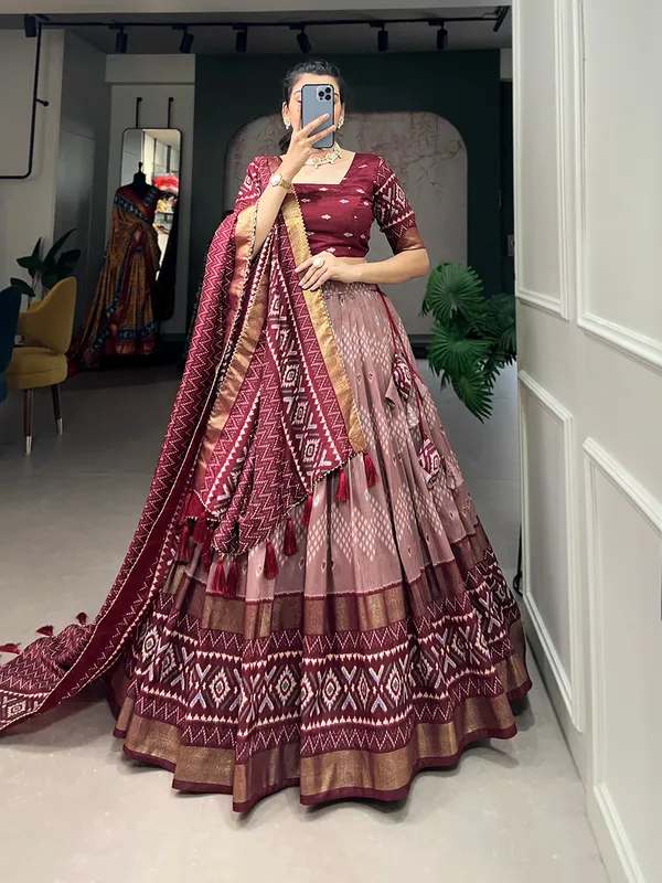 Maroon_Dola_Silk_Patola_Print_Traditional_Lehenga_Choli