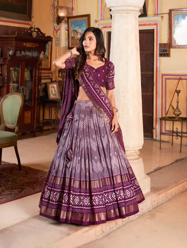 WINE_COLOR_SILK_LEHENGA_CHOLI_WITH_PATOLA_PRINT_DUPATTA