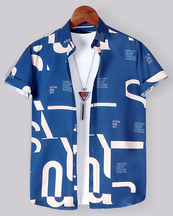 Heandy stitch blue printed cotton lycra Shirt Price in India - Buy ...