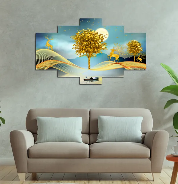 MASSTONE Natural Scenery Montain Lake View for Home decoration 5 Pieces