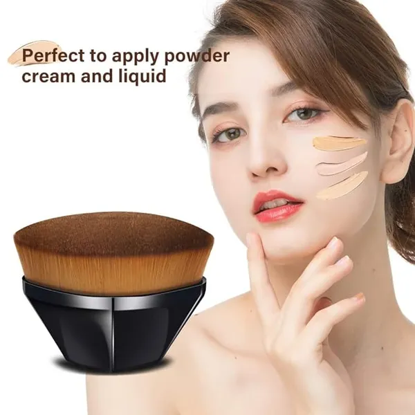 Makeup_brush_for_petal_shape_handle_and_soft_brown_plump_hair