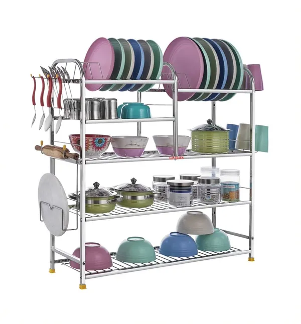 Livilon Stainless Steel Kitchen Racks Dish Rack With Cutlery And Plate Kitchen Stand Modular Kitchen Bartan Stand Kitchen Organizer Items 30 X 31 Inches Pack Of 1 Price in