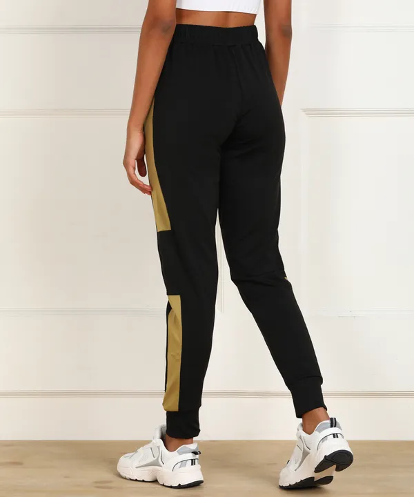 Solid_Striped_Women_Black_Track_Pants