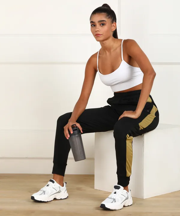 Solid_Striped_Women_Black_Track_Pants