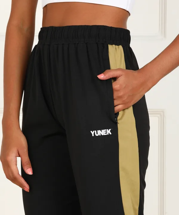 Solid_Striped_Women_Black_Track_Pants