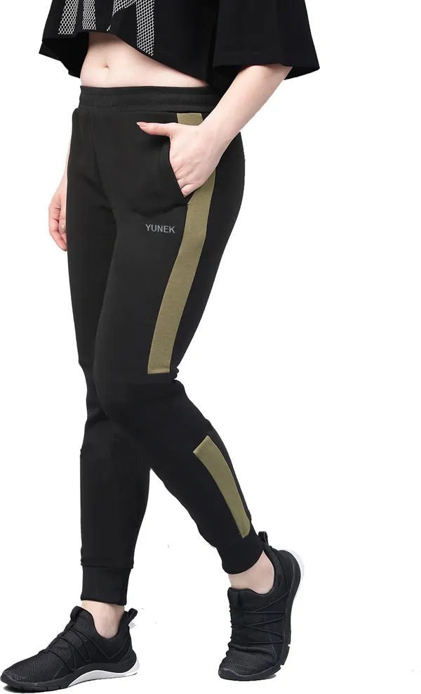 Solid_Striped_Women_Black_Track_Pants