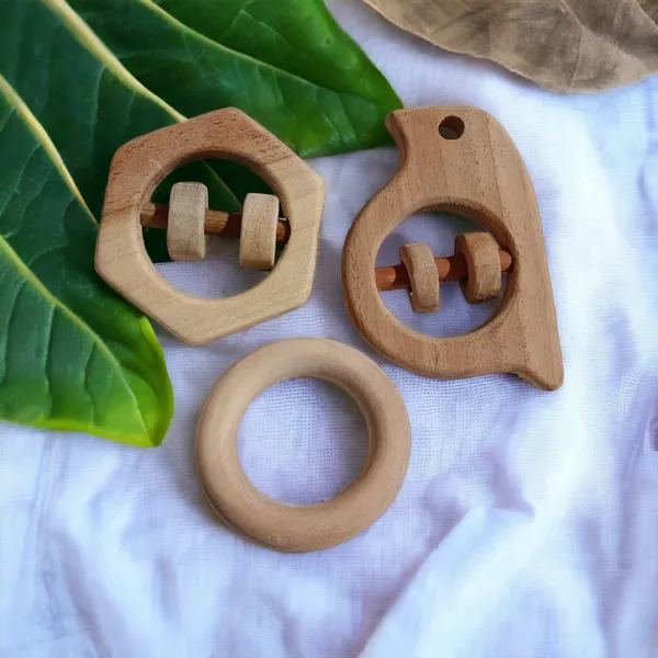 Neem_Wooden_Rattles_&_Teethers_-_Sparrow,_Hexagon_&_Ring_Shapes